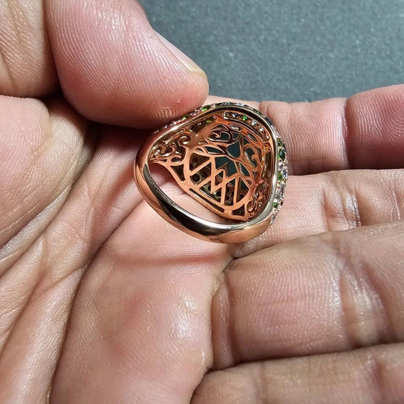 Ladies Turquoise Multi Gemstone Cluster Sterling Silver Statement Cocktail Ring - Picture 4 of 12